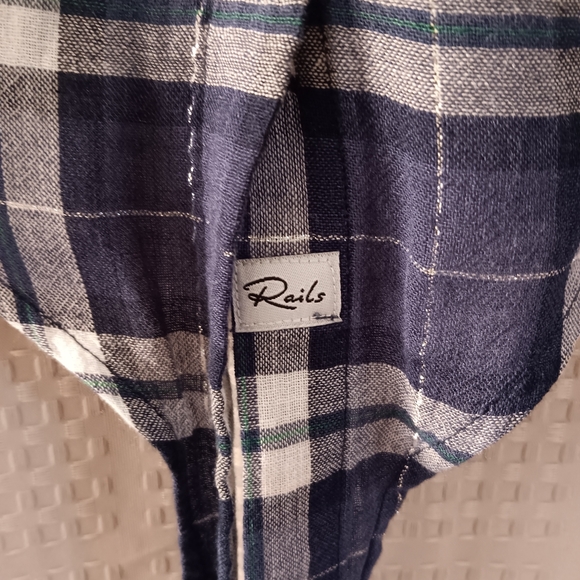 Rails blue and white plaid tie front blouse. - Picture 3 of 8